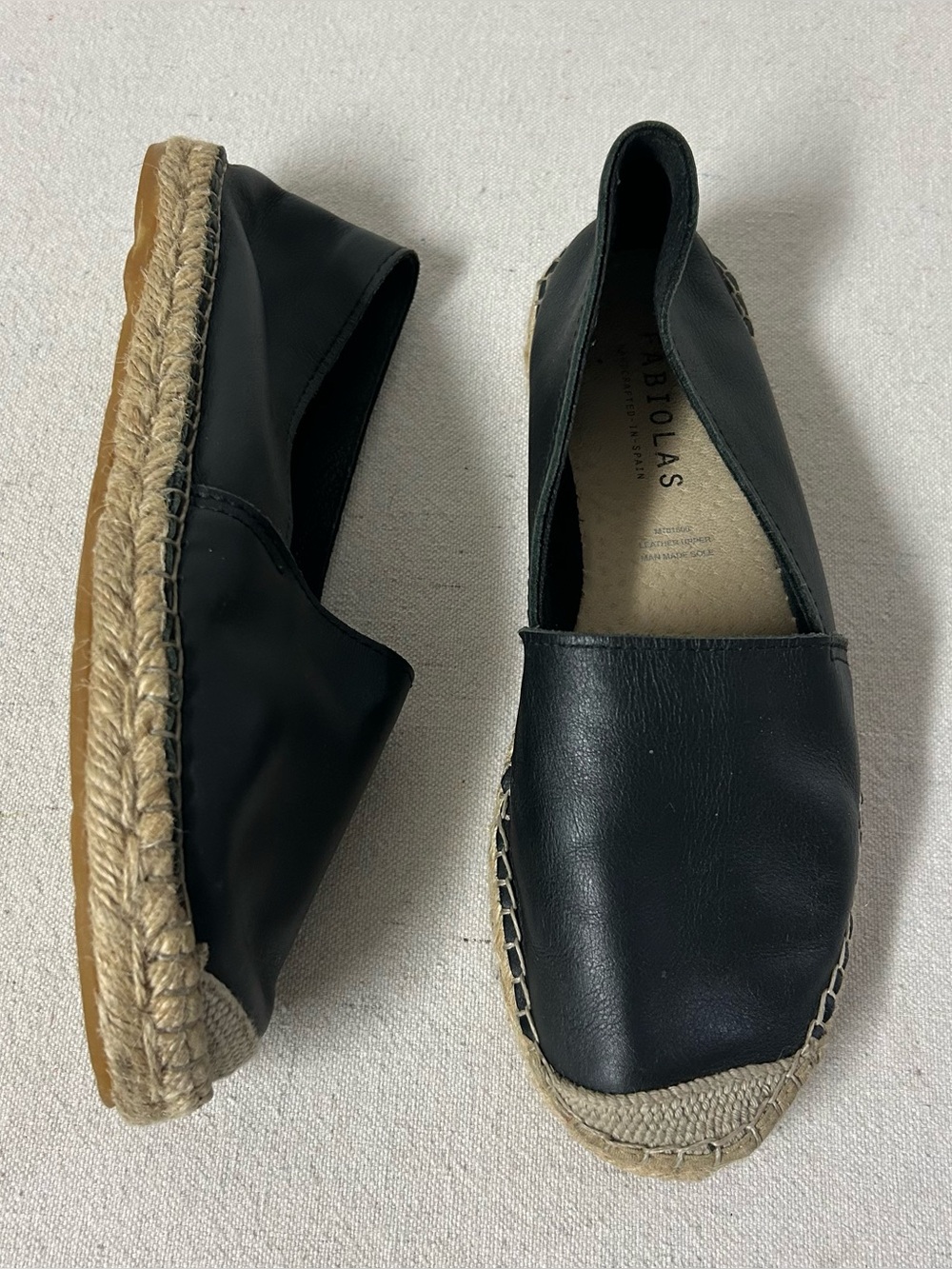 Fabiolas Espadrilles Womens US 8 EU 38 Black Leather